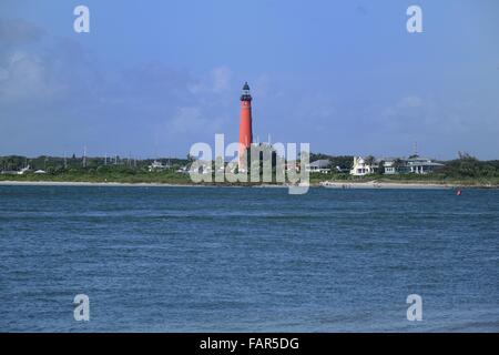 View of the Ponce de Leon inlet lighthouse from across Ponce inlet Stock Photo