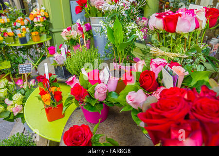 Flower shop on Rue de Rivoli street, Paris Stock Photo