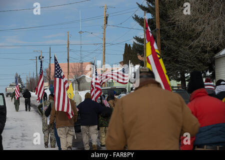 Burns, Oregon, USA. 02nd Jan, 2016. March Up main street in Burns Oregon Credit:  Marvin Cotney/Alamy Live News Stock Photo