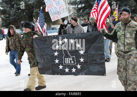 Burns, Oregon, USA. 02nd Jan, 2016. 3% Idaho, March in front of rally Credit:  Marvin Cotney/Alamy Live News Stock Photo