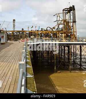 Weston-Super-Mare Grand Pier showing fire damage and the  tower where fire started Stock Photo