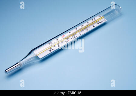 Thermometer measuring hot and cold temperature with clipping path. Stock Photo