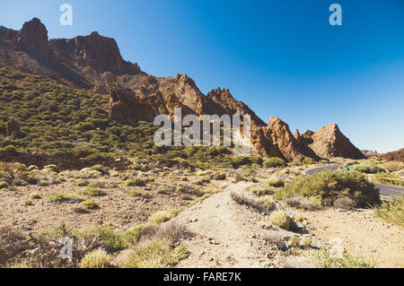 Arid landscape of Teide National Park, Tenerife, Canary Islands, Spain Stock Photo