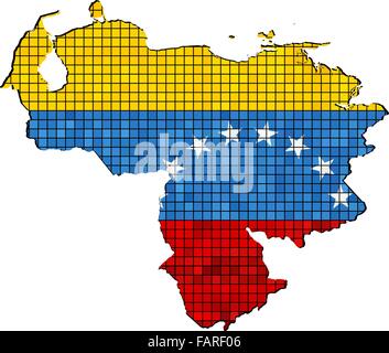 Venezuela map with flag inside Stock Vector