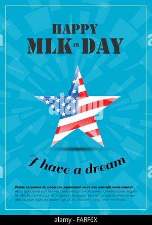 Vector Happy Martin Luther King Day poster with usa flag Stock Vector