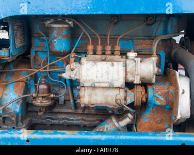 Close up of a vintage fisherman's tractor engine at Redcar Cleveland UK Stock Photo