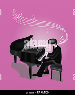Musical notes staff with piano keyboard. Vector illustration Stock ...