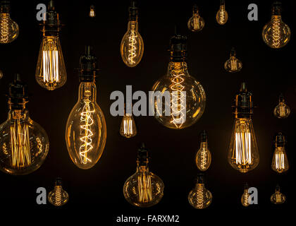 Modern light bulbs on dark backgrounds Stock Photo