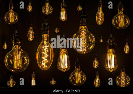 Modern light bulbs on dark backgrounds Stock Photo