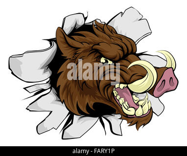 Muscle Razorback Cartoon Boar razorback warthog animal sports mascot showing off his biceps and ...