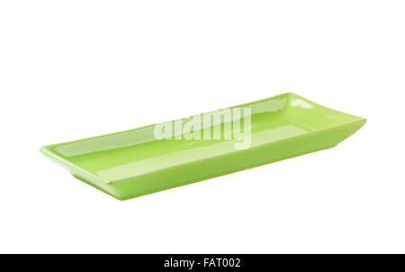 Long rectangular green ceramic serving platter Stock Photo