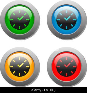 Clock icon on square button Stock Vector