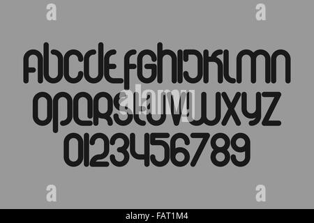 set of stylized, alphabet letters and numbers isolated on grey background. vector contemporary, bold font type