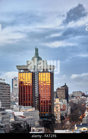 Torres de Colon building and Salamanca district view. Madrid, Spain. Stock Photo