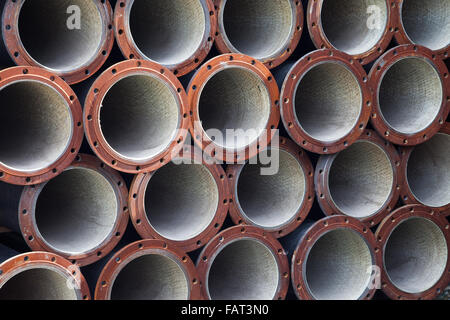 Stacked steel pipe industrial texture background from part of valves for industry Stock Photo