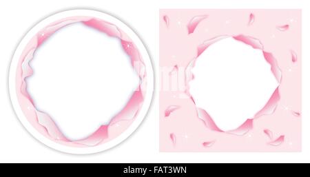 Elegant Template of A Pink Color of Circle Torn Paper Hole on CD and DVD Cover or Round Label Stock Vector