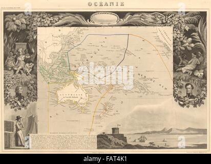 OCEANIE. Oceania. Australia New Zealand. Antique map/carte. LEVASSEUR, 1852 Stock Photo