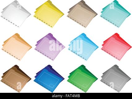 Illustration Collection of Colorsful File Folder Icons for Backups and Storing of Data Stock Vector
