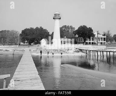 Biloxi Lighthouse, Biloxi, Mississippi, USA, circa 1906 Stock Photo