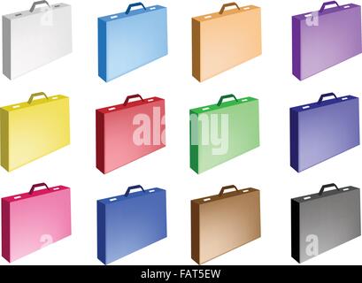 An Illustration Collection of Colorsful Briefcase Icons with Ten Assorted Colours Stock Vector