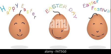 An Illustration of Three Different Emotions Set of Easter Egg on A White Background Stock Vector