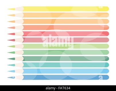 Modern Lovely Background of Twelve Colored Pencils for Text Decorated Stock Vector