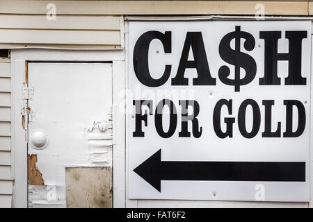 Funny homemade sign, cash for gold. Stock Photo