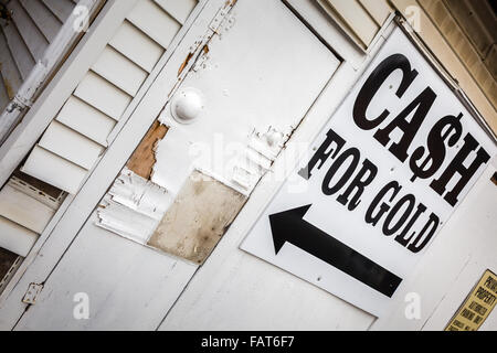 Funny homemade sign, cash for gold. Stock Photo