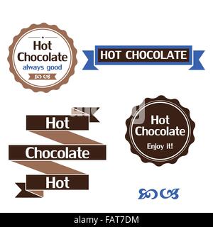 Hot chocolate labels, badges and design elements Stock Vector