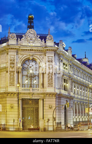 Bank of Spain facade at Cibeles square. Madrid. Spain Stock Photo