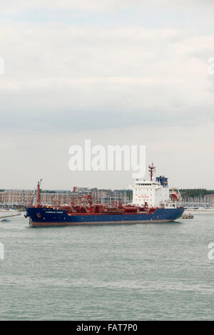 The Cumbrian Fisher oil tanker ship moored in Portsmouth Harbour UK Stock Photo