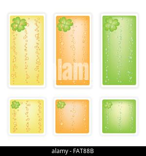 Symbols for Fortune and Luck, An Illustration Colllection of Four Leaf Clovers or Shamrocks Label for St. Patricks Day Celebrati Stock Vector