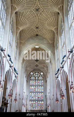 Interior of Bath Abbey in Bath, UK Stock Photo