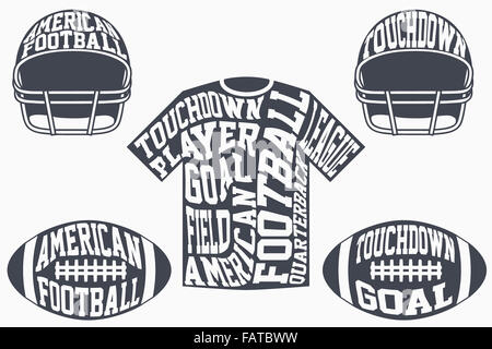 Sports symbols of American football with typography Stock Photo