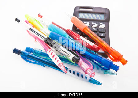 Back to school supplies on white background Stock Photo