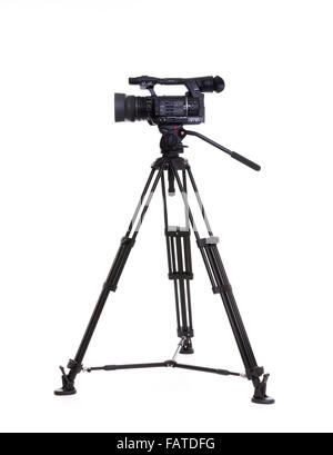 professional camcorder and tripod Stock Photo