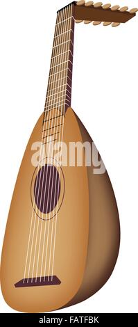 Music Instrument, An Illustration of A Beautiful Antique Bluegrass Mandolin on White Background Stock Vector