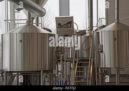 Inside the Side Launch Micro Brewery in Collingwood, Ontario, Canada Stock Photo