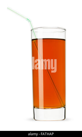 glass of apple juice on the white background. Stock Photo