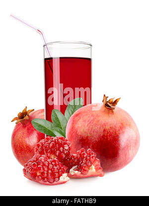 glass of pomegranate juice isolated on white background. Stock Photo