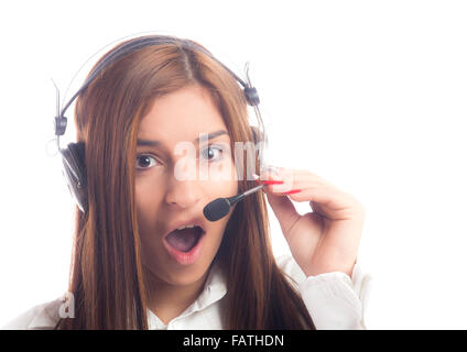 Female support operator with headset Stock Photo