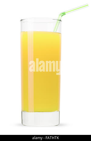 glass of pineapple juice isolated on white background. Stock Photo