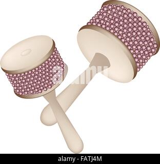 Music Instrument, An Illustration Collection of Beautiful Latin Cabasa or Cabaza in Retro Style Stock Vector