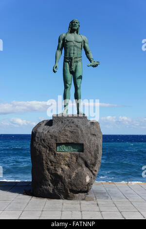 Tenerife, Canary Islands - Candelaria. Statues of the aboriginal Guanche Mencey tribal chiefs on waterfont of square. Romen. Stock Photo