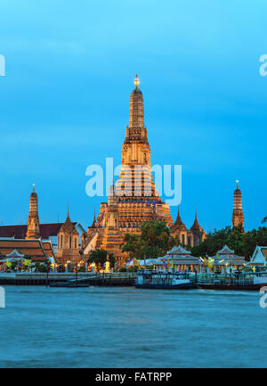 Wat Arun temple and Chao Phraya River, Bangkok, Thailand Stock Photo