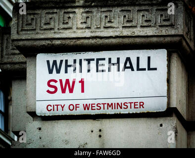 Whitehall SW1, City of Westminster, sign in London, UK. Stock Photo
