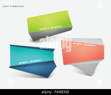 set of colorful origami style banners with space for text isolated on white background. vector, advertising tags Stock Vector