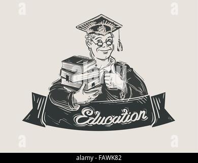 school, college, university vector logo. education or graduate icon Stock Vector