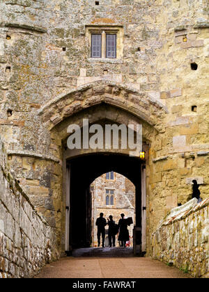 The entrance gate of Carisbrooke Castle a motte and bailey castle near Newport Isle of Wight England UK Stock Photo