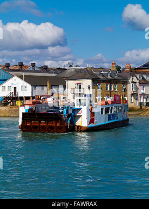 Cowes Floating Bridge a chain ferry crossing the River Medina between Cowes and East Cowes on Isle of Wight southern England UK Stock Photo